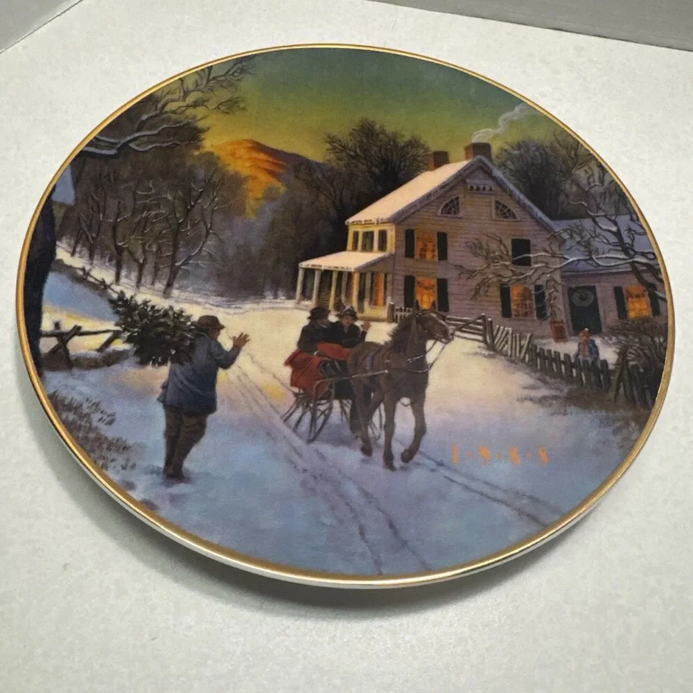 Avon Royal Doulton Christmas Collector Plates 1988 -1990 22K Gold Trim Porcelain